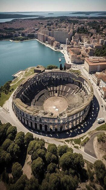 Foto un anfiteatro en la ciudad de asís, francia.