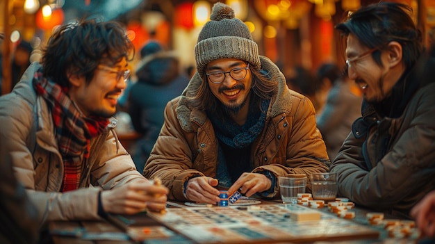 Foto anfitrião de uma noite de jogos com papel de parede tradicional