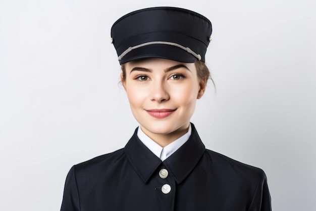 Anfitriona uniforme niña sonriente Generar Ai