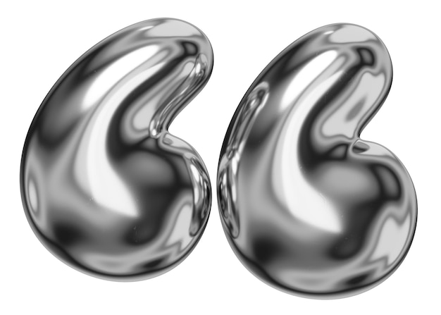 Anführungszeichen png-Aufkleber 3D-Chrom-Metallballon-Design durchsichtiger Hintergrund