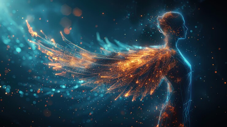 Ángel con alas brillantes