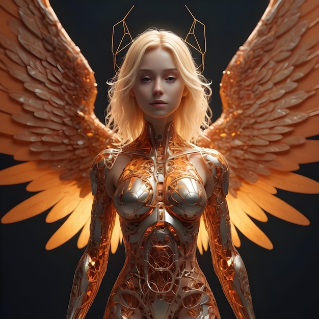 Foto un ángel femenino dorado