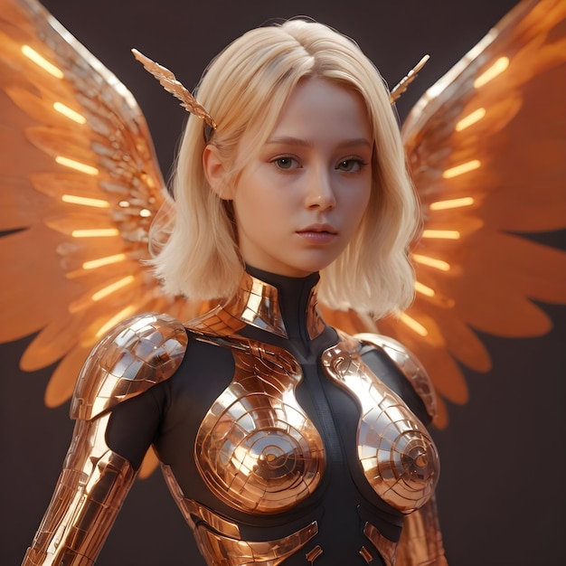 Foto un ángel femenino dorado