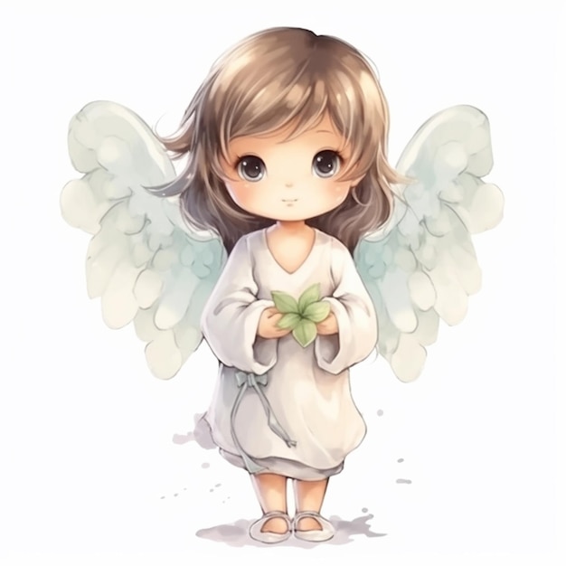 ángel con una manzana verde en sus manos generativo ai