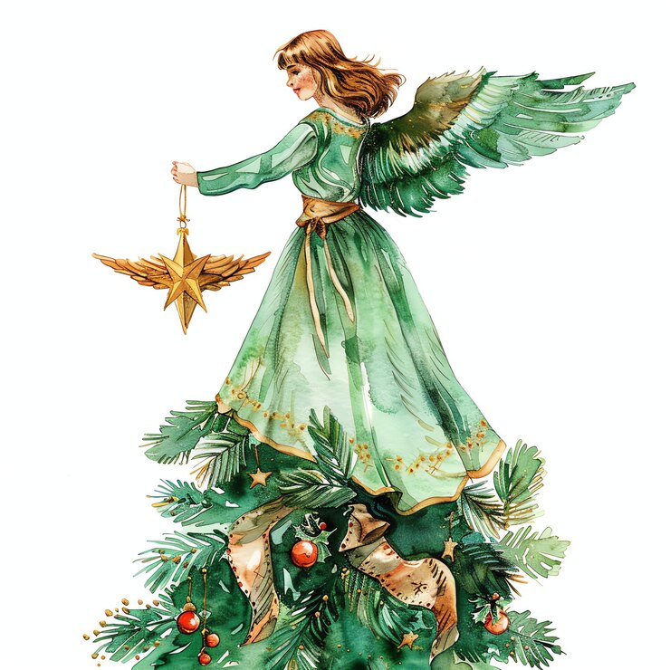 Foto angel topper aquarell für die weihnachtszeit