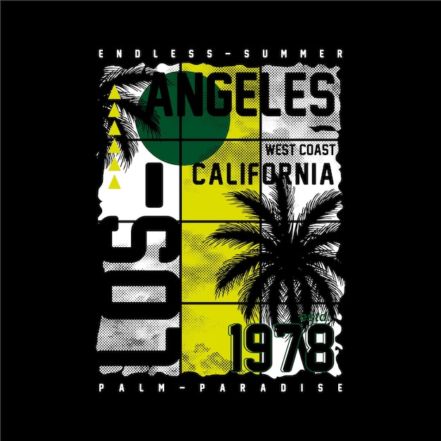 los angeles california diseño gráfico camiseta vector verano aventura