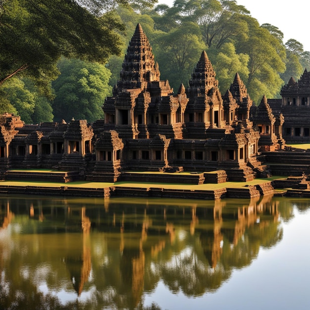 Foto angkor wat un tapiz de amanecer de esplendor khmer