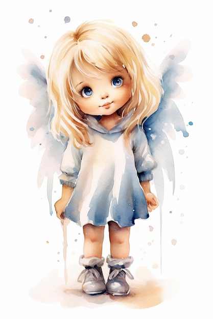 Angle Fairy Aquarell Clipart niedlich isoliert auf weißem Hintergrund mit generativer KI