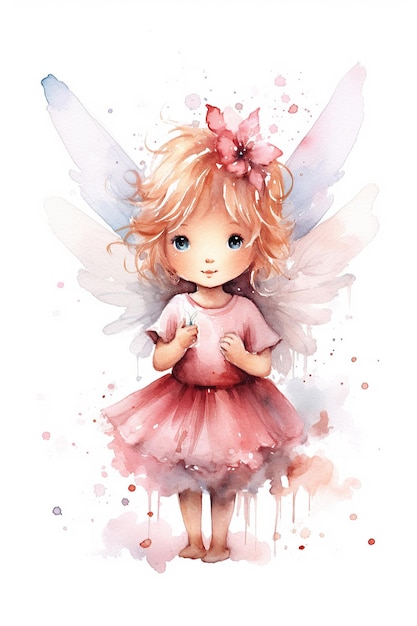 Angle Fairy Aquarell Clipart niedlich isoliert auf weißem Hintergrund mit generativer KI