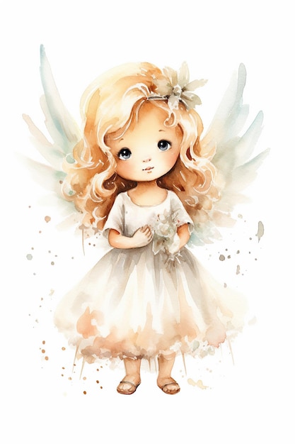 Angle Fairy Aquarell Clipart niedlich isoliert auf weißem Hintergrund mit generativer KI