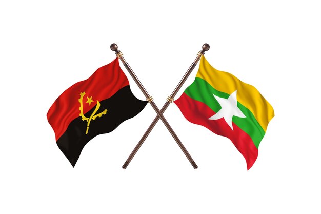 Angola gegen Burma zwei Länder Flaggen Hintergrund