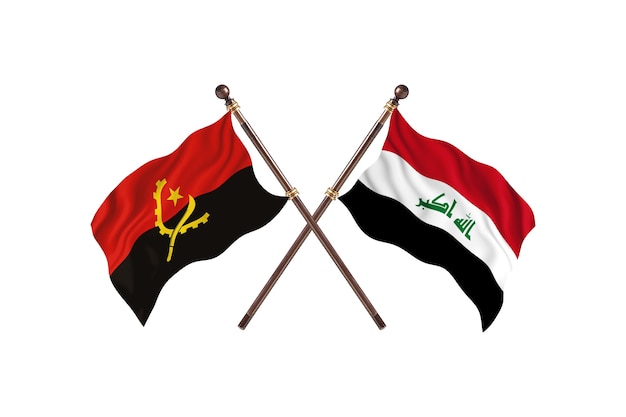 Angola gegen Irak zwei Länder Flaggen Hintergrund