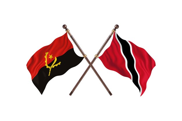 Angola gegen Trinidad und Tobago zwei Länderflaggen Hintergrund