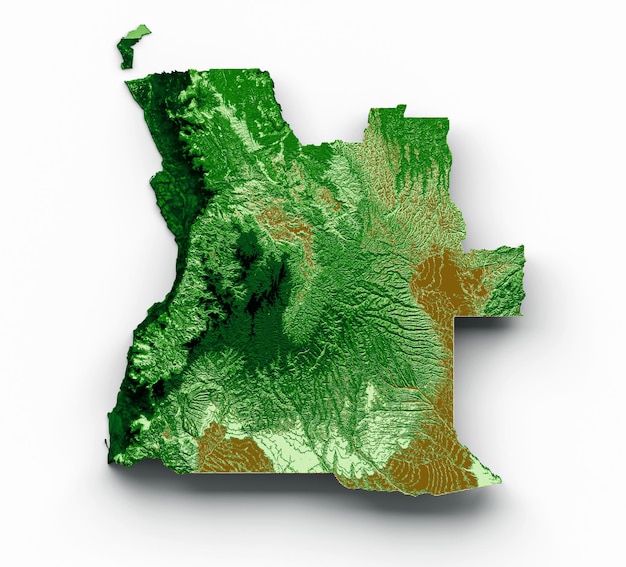 Angola Mapa topográfico 3d mapa realista Color 3d ilustración