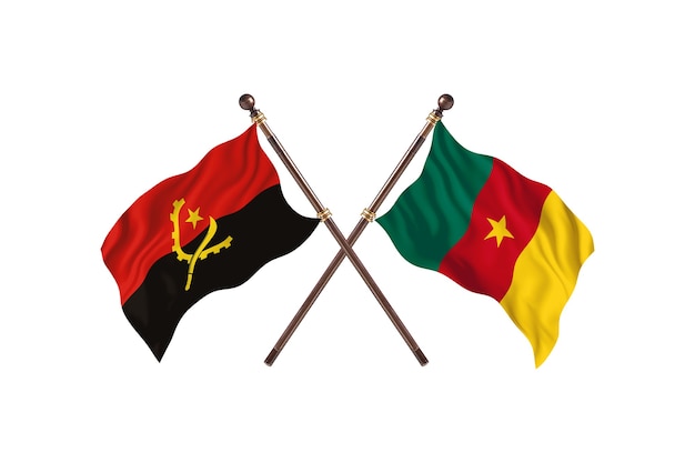 Angola versus Camarões Fundo das Bandeiras de Dois Países