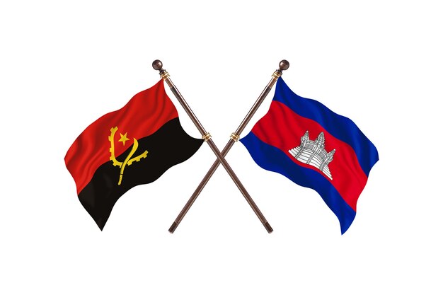 Angola versus Camboja Fundo de Bandeiras de Dois Países