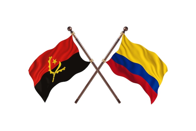 Angola versus colômbia fundo de bandeiras de dois países