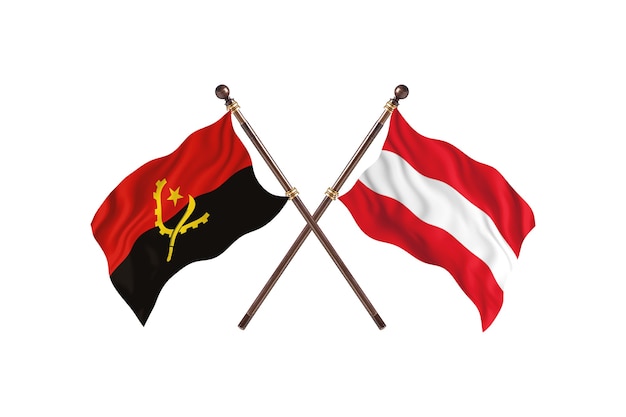 Angola versus fondo de banderas de dos países de Austria