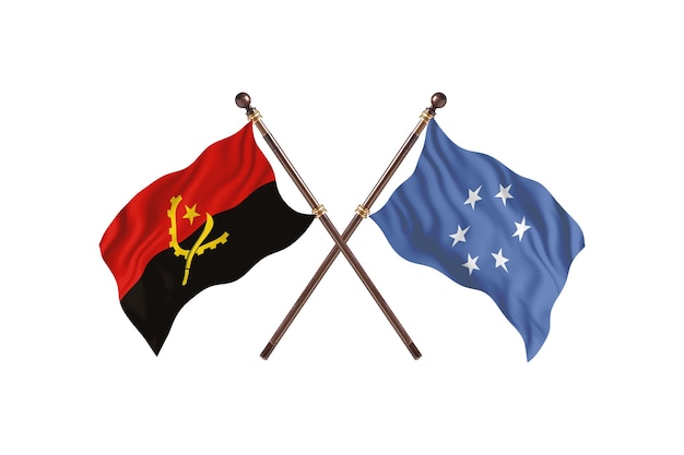 Angola versus fondo de banderas de dos países de Micronesia
