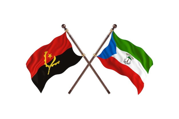 Angola versus Guiné Equatorial Fundo das Bandeiras de Dois Países