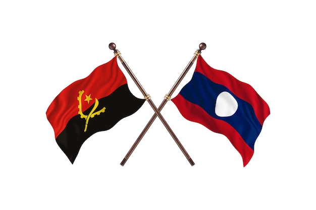 Angola versus Laos Fundo de Bandeiras de Dois Países