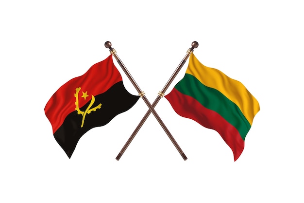 Angola versus Lituânia Fundo das Bandeiras de Dois Países