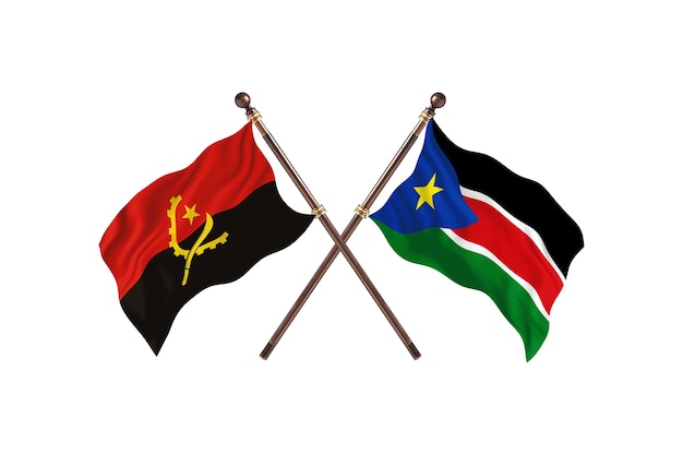 Angola versus Sudão do Sul - Fundo de Bandeiras de Dois Países