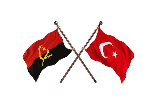 Angola versus Turquia Fundo de Bandeiras de Dois Países