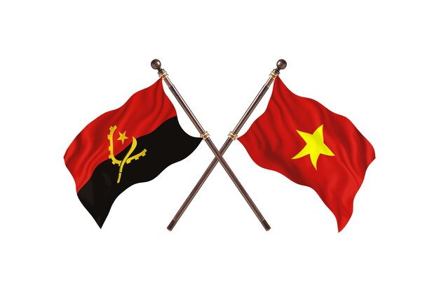 Angola versus Vietnã Fundo de Bandeiras de Dois Países