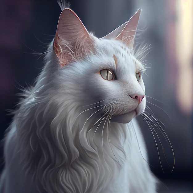 angora turca. Razas de gatos. Adorable imagen de un gato con ojos brillantes.