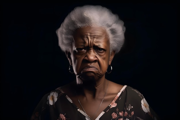 Angry afrikanisch-amerikanische ältere Frau Porträt Neuralnetzwerk im Mai 2023 generiert Nicht basiert auf einer tatsächlichen Person Szene oder Muster