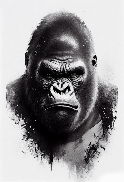 Angry Gorilla Screams Pintura digital Camiseta o diseño de póster Generative Ai