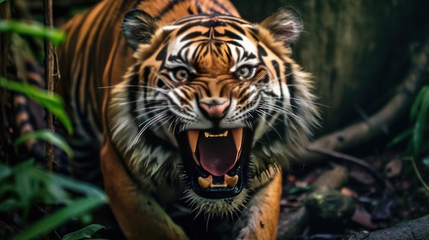 angry tiger auf dem dschungel