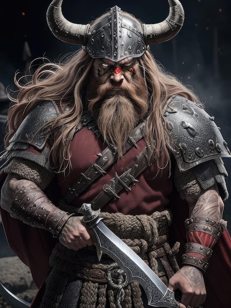 Angry viking warrior AI generative