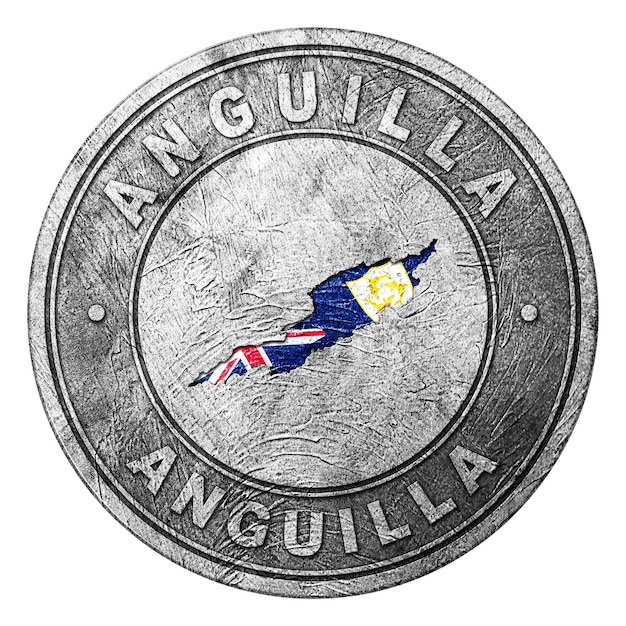 Anguilla Flag Button with Map