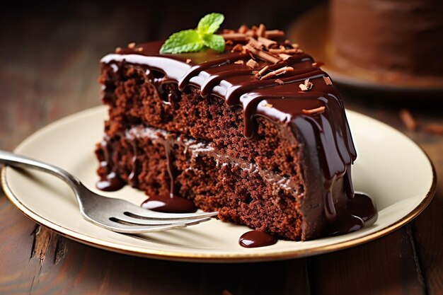 Foto Ángulo alto de pastel con tapa de chocolate y palitos de canela