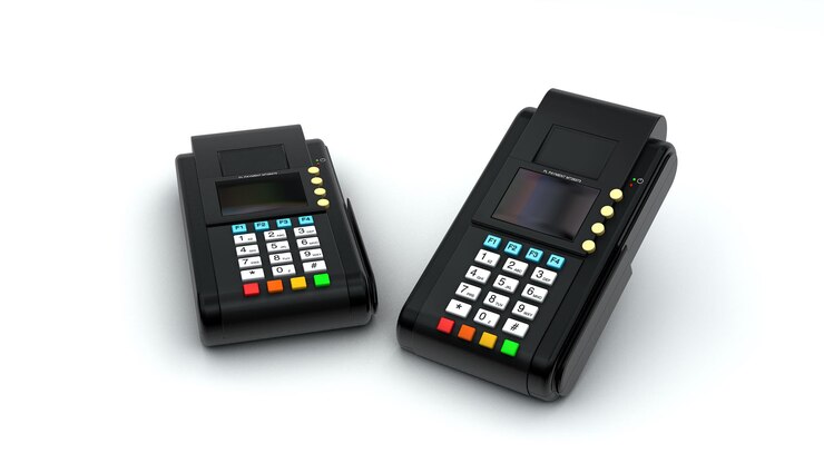 Ángulos 3d de la máquina de pago POS
