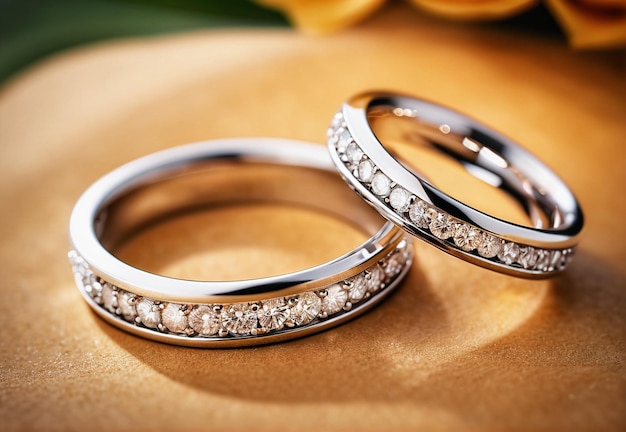 Anillo de boda solemne dos hermosos anillos el epítome de la fidelidad y la felicidad