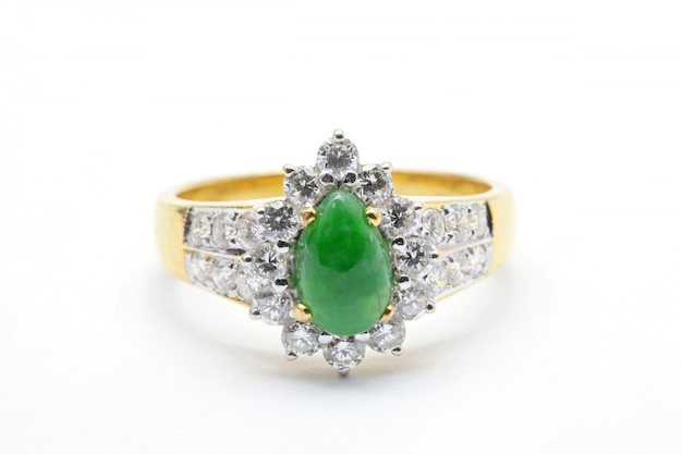 Anillo de bodas de diamante de jade