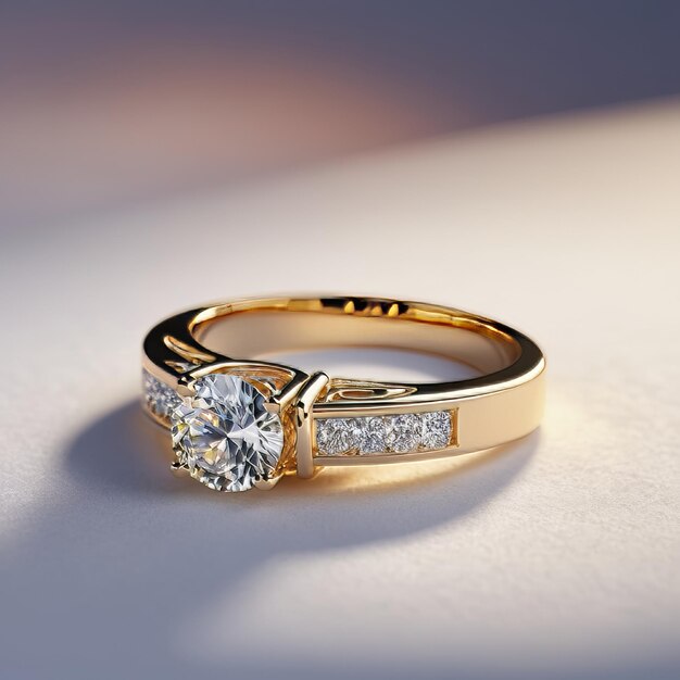 Foto anillo de bodas con diamantes sobre un fondo blanco joyas