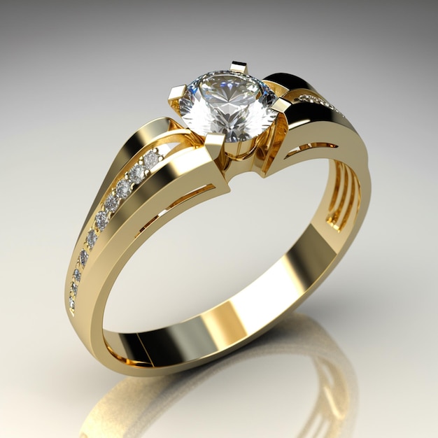 anillo de bodas de oro con diamantes y diamantes en él