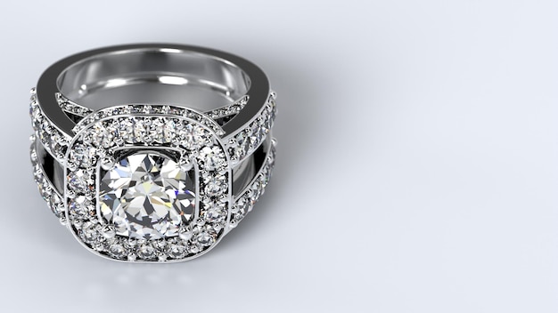 Anillo de bodas oro plata diamante compromiso moda matrimonio piedra 3d render