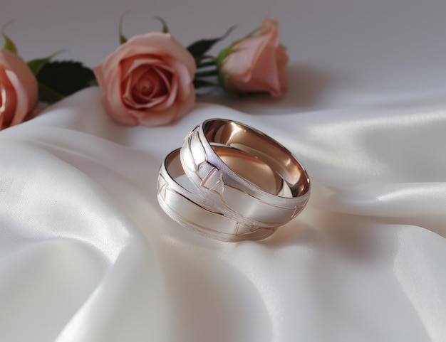 Un anillo de bodas con la palabra amor en él