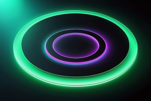 Anillo brillante verde en el suelo Podium de círculo o teletransporte plantilla de soporte de producto futurista