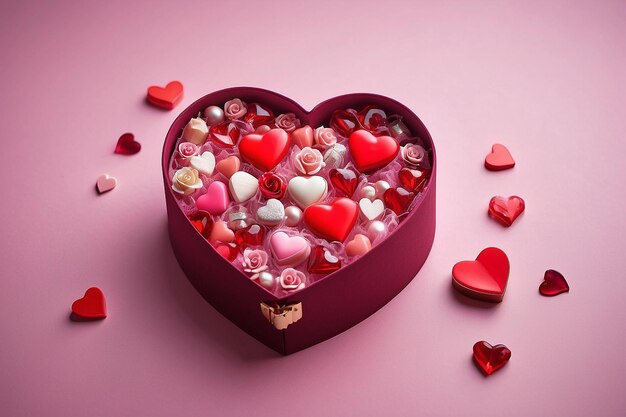 Anillo en caja en forma de corazón Fondo del día de San Valentín