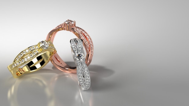 Anillo de compromiso para boda 3d render