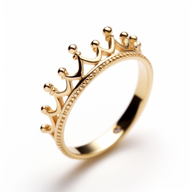 Foto anillo de la corona anillos elegantes de oro de 10 kilos con un diseño meticuloso