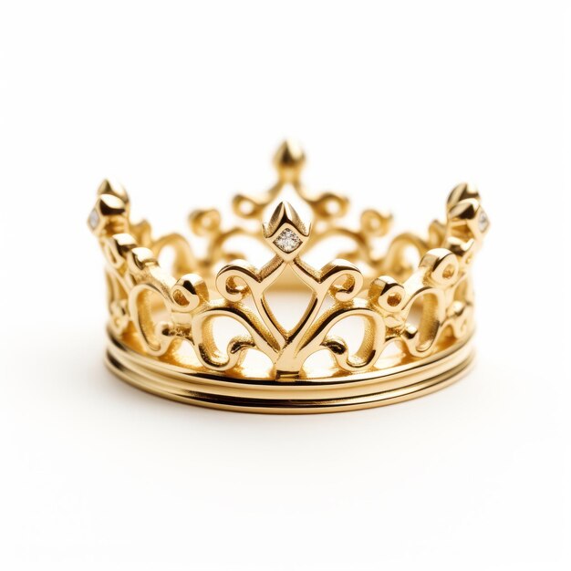 Anillo de corona de oro Diseño exquisito inspirado en la realeza