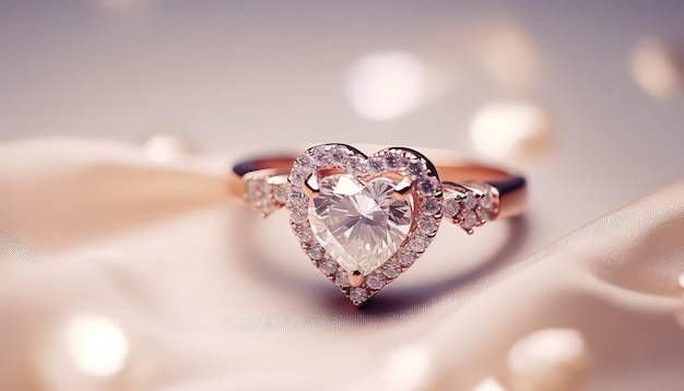 Anillo de diamante en forma de corazón