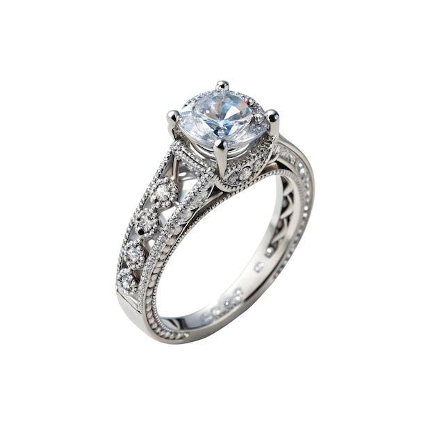 Un anillo con diamantes aislados sobre un fondo blanco